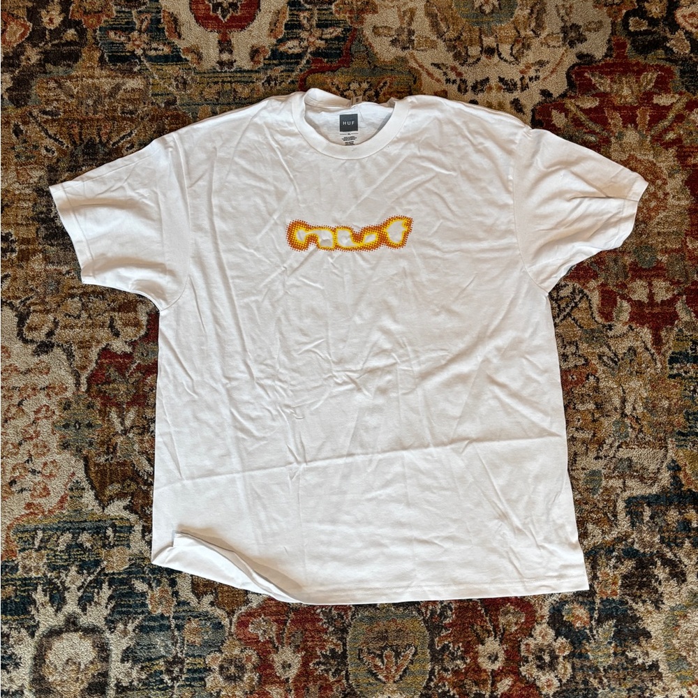 HUF White Tee with Orange Graphic